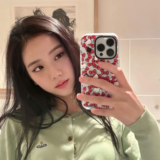 Ốp lưng Jisoo Black Pink trong suốt in hình mèo dễ thương - Image 2