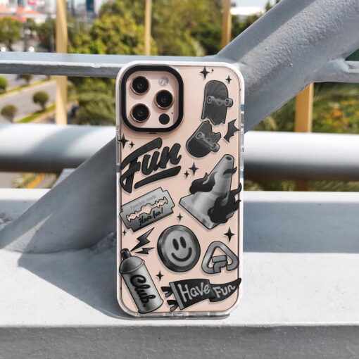 Ốp lưng iphone chống sốc phong cách thời trang trắng đen - Image 3