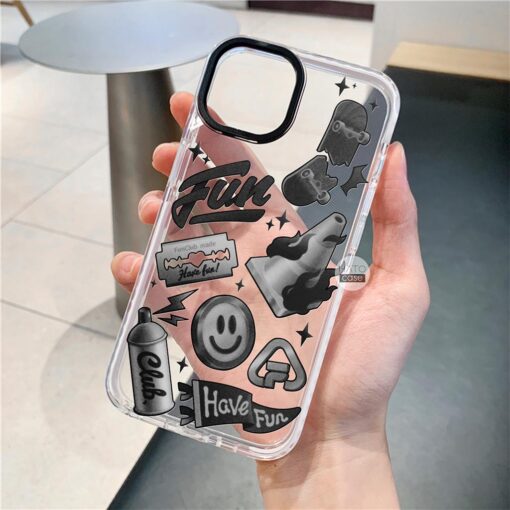 Ốp lưng iphone chống sốc phong cách thời trang trắng đen - Image 2